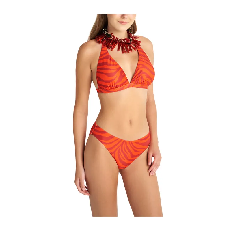 Red Zebra halter bikini top cup D