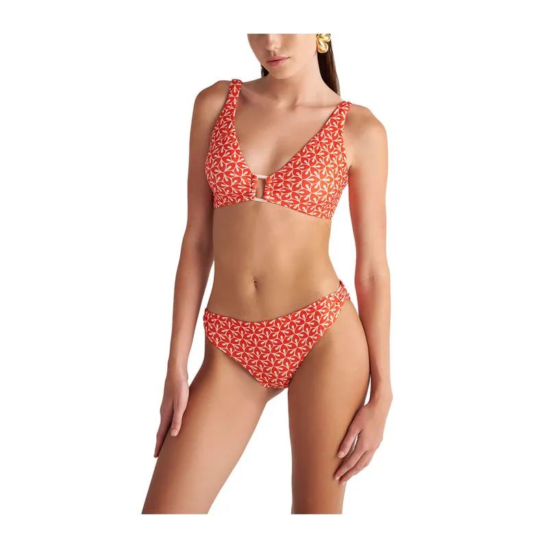 Retro Red brazilian μπικίνι σλιπ σε high leg στυλ