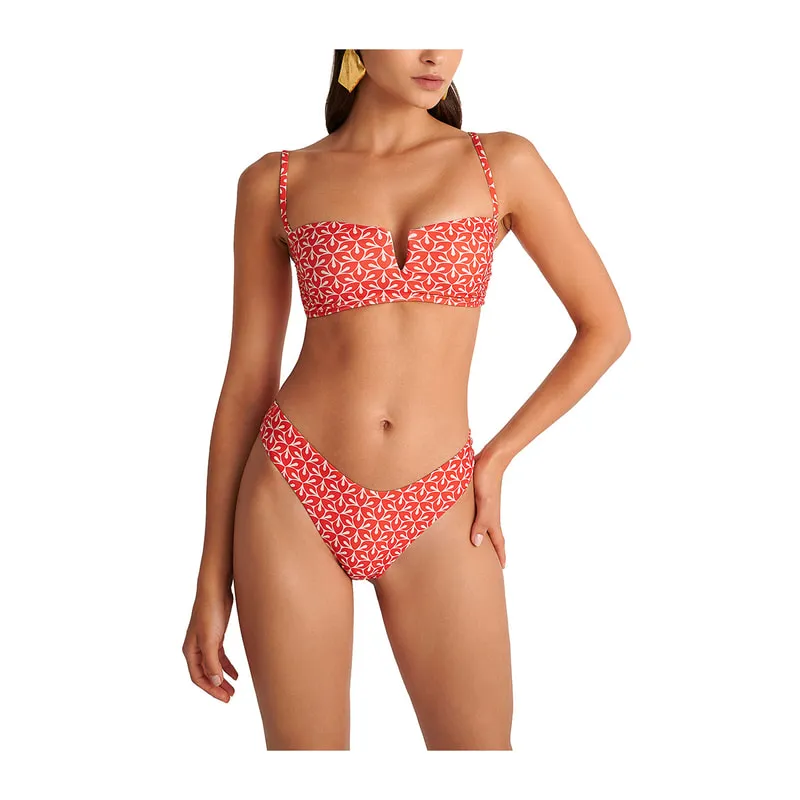Retro Red printed bikini bottoms