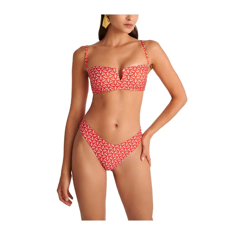 Retro Red crop bikini top