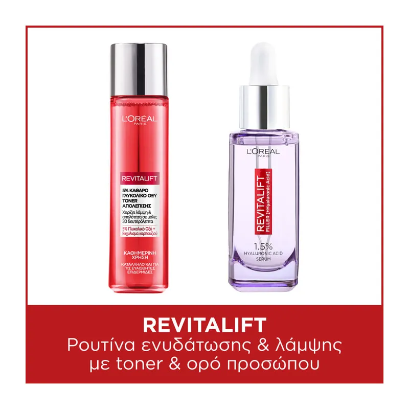 Revitalift Hydration & Glow routine with glycolic acid toner & hyaluronic acid serum