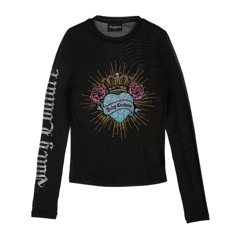 Μπλούζα Rose Sacred Heart Mesh Diamante