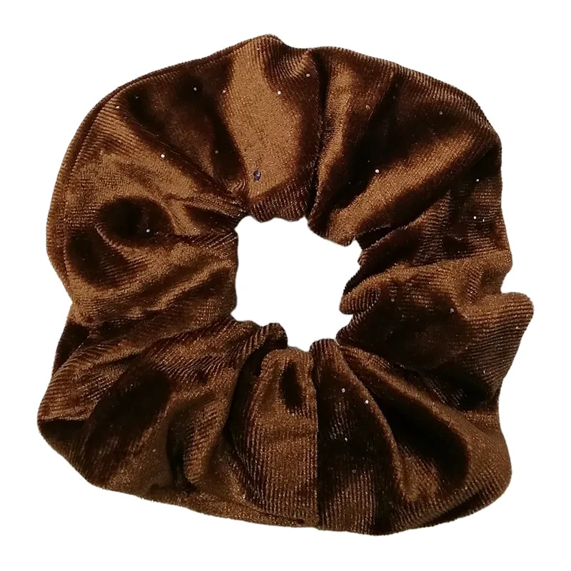 Scrunchie Ribbed Velvet Brown