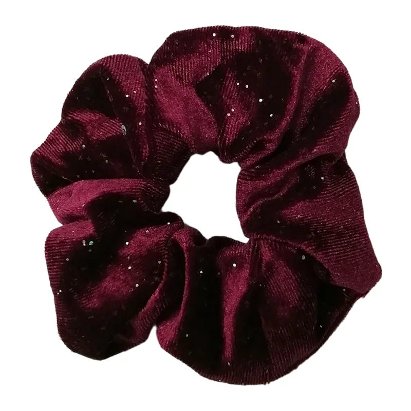Scrunchie Ribbed Velvet Crimson Red