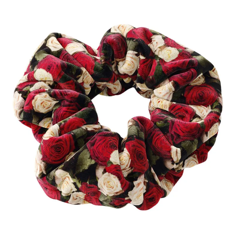 Scrunchie Velvet Roses Red