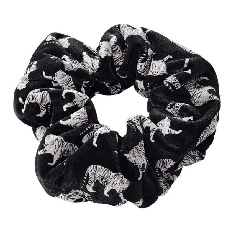 Scrunchie Velvet Tiger Black