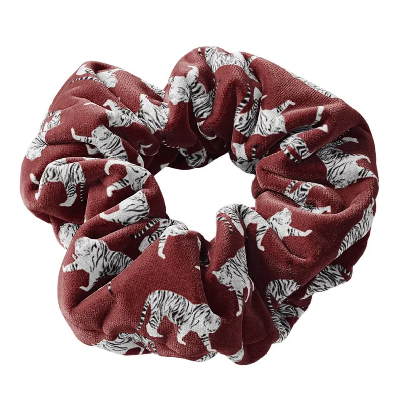 Scrunchie Velvet Tiger Bordeaux