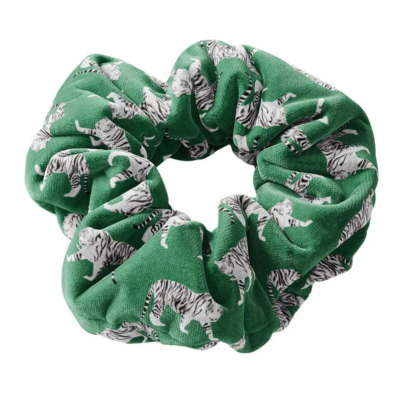 Scrunchie Velvet Tiger Green