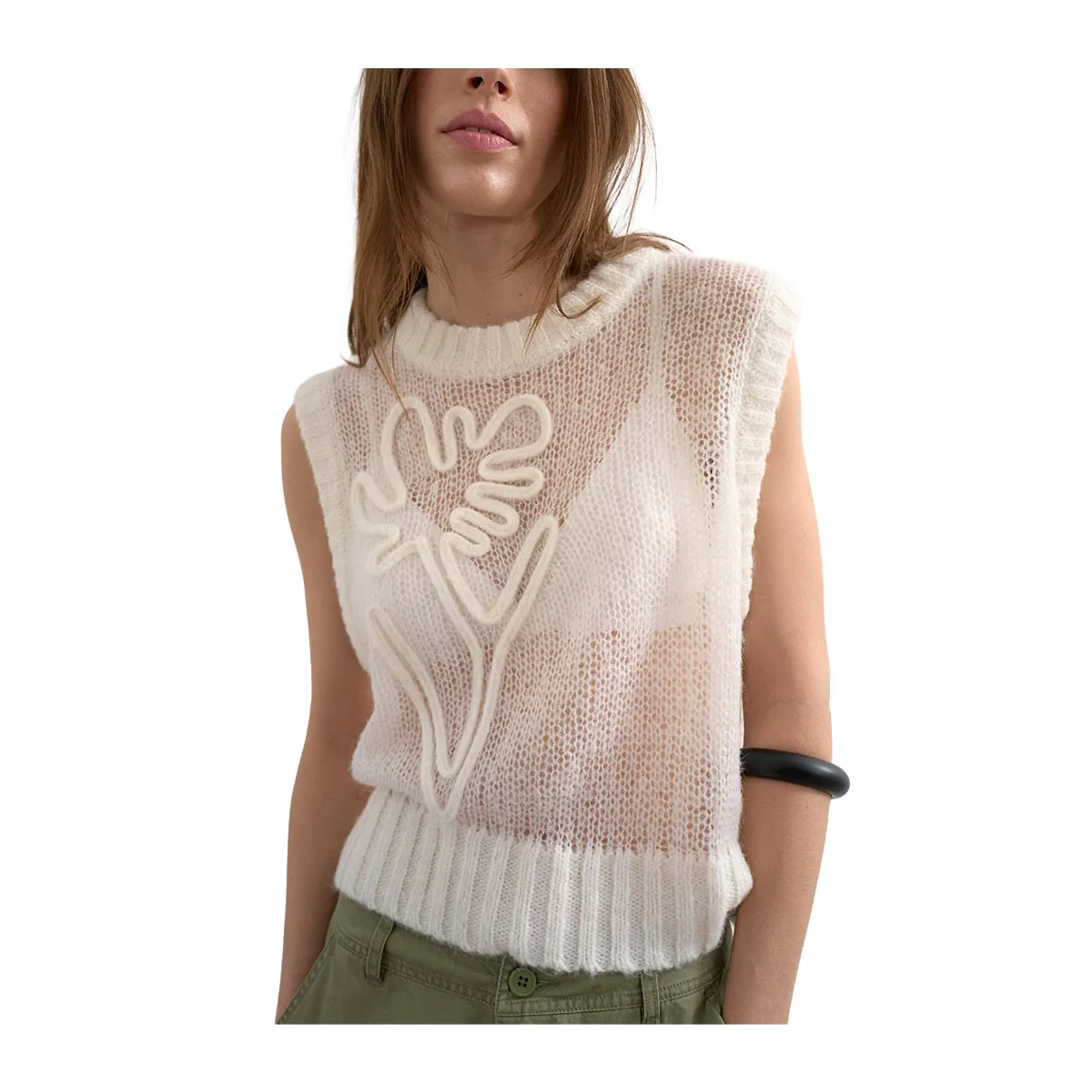 Women's see-through knitted vest