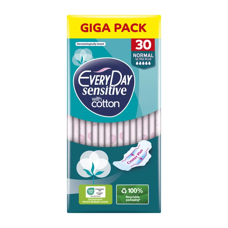 Σερβιέτες Sensitive With Cotton Normal Ultra Plus Giga Pack