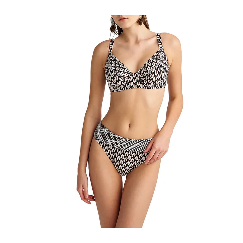 Shells printed triangle bikini top cup D