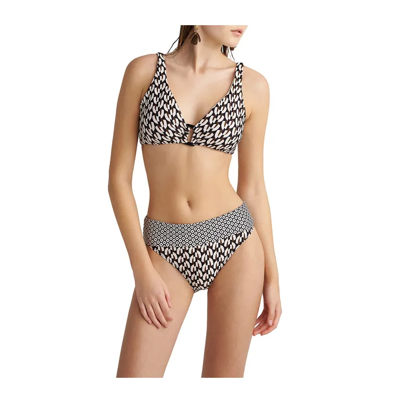 Shells printed triangle bikini top cup D