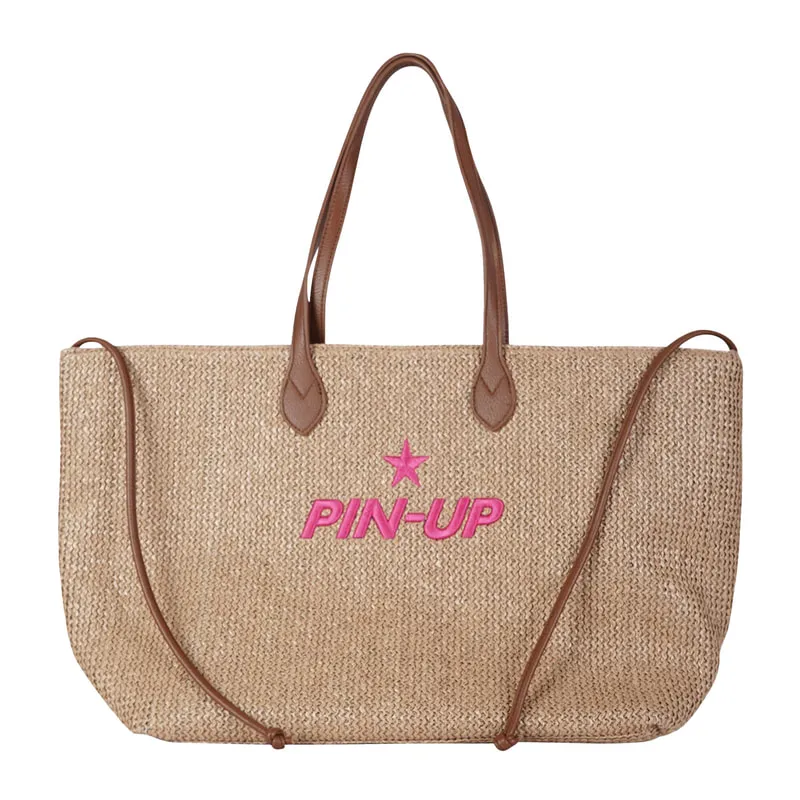 African weave shopper bag Marrone