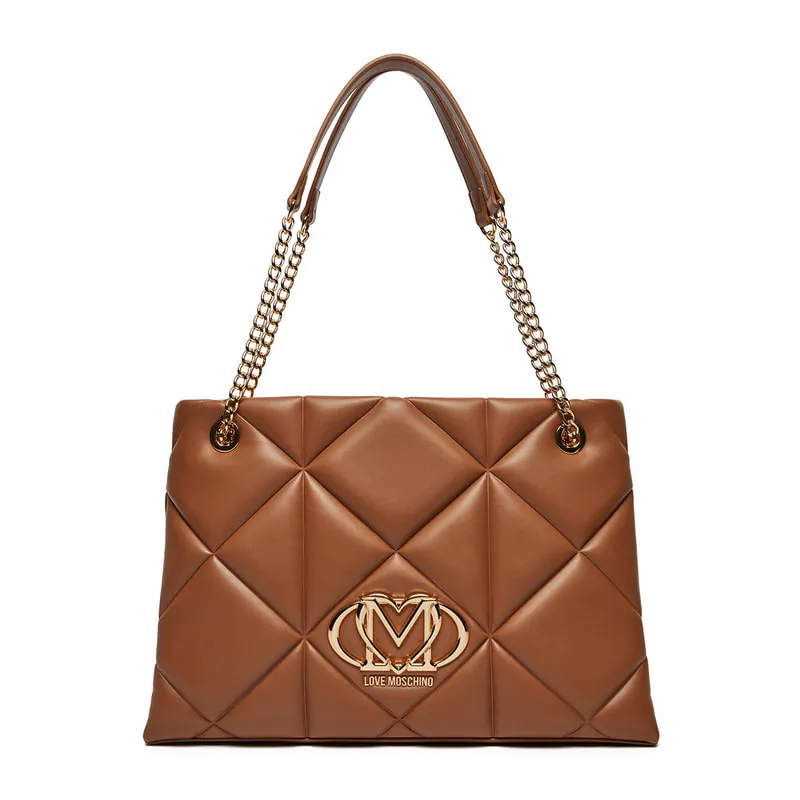 Shopper bag with metal logo