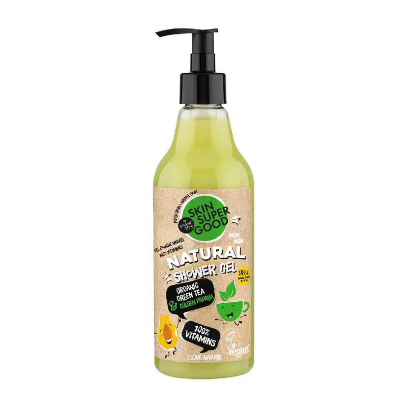 Skin Super Good Οργανικό Αφρόλουτρο «100% Βιταμίνες» Πράσινο Τσάι & Χρυσή Παπάγια