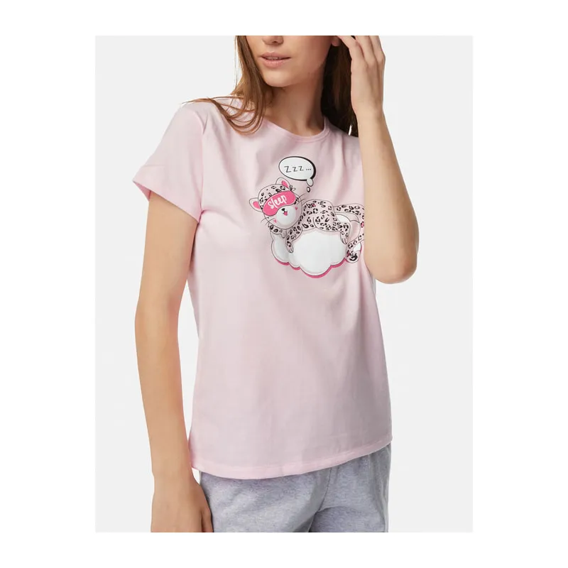 Sleepy cat short sleeve pyjama set