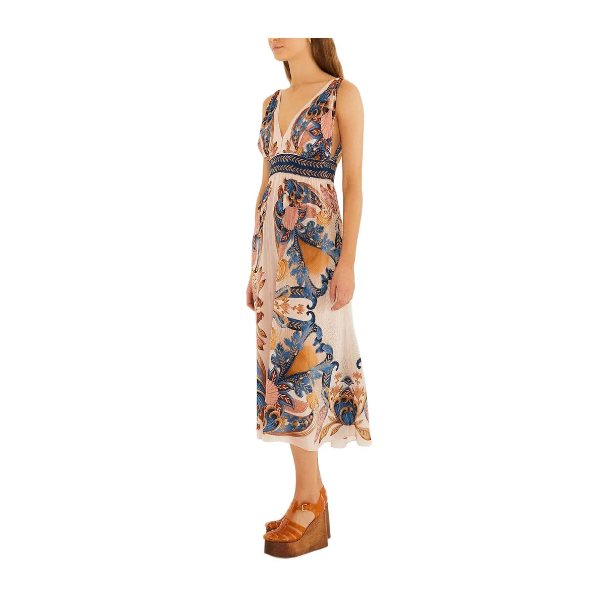 Midi dress soft pink garden scarf