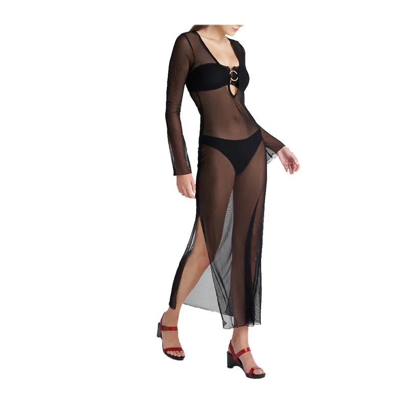Solids sheer long dress