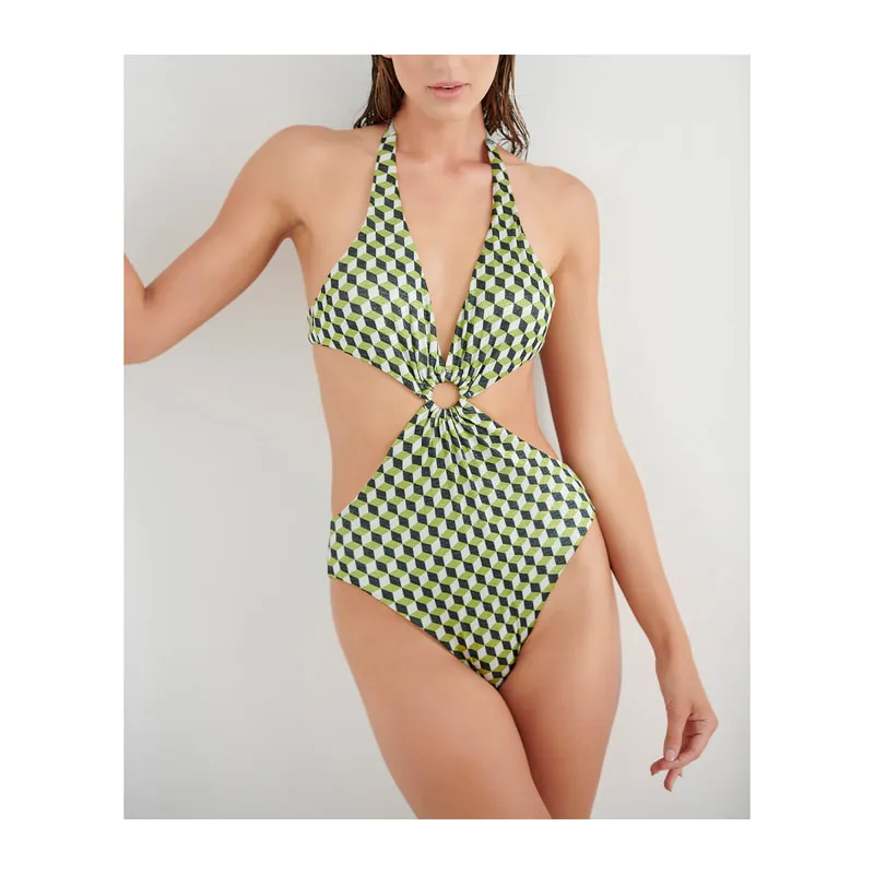 Squared illusions one-piece swimsuit