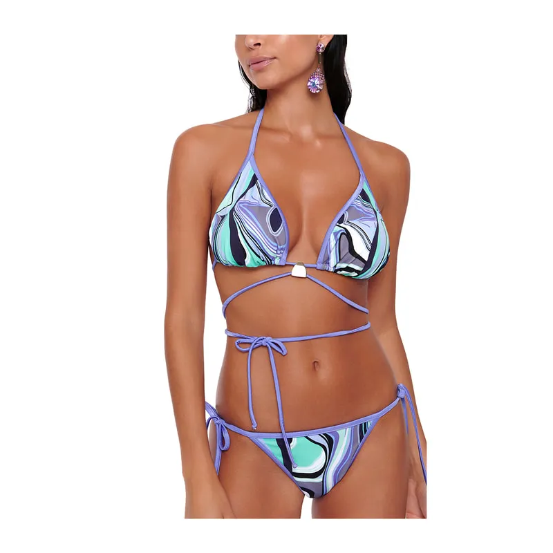 Style me up printed triangle bikini top