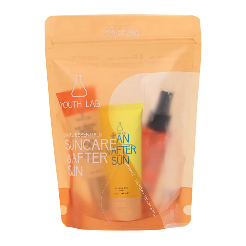 Sun & After Sun Travel Σετ Με Age-Defense Watery Αντηλιακό SPF50, Wet Skin Αντηλιακό Ξηρό Λάδι SPF50 & Tan & After Sun Προσώπου & Σώματος