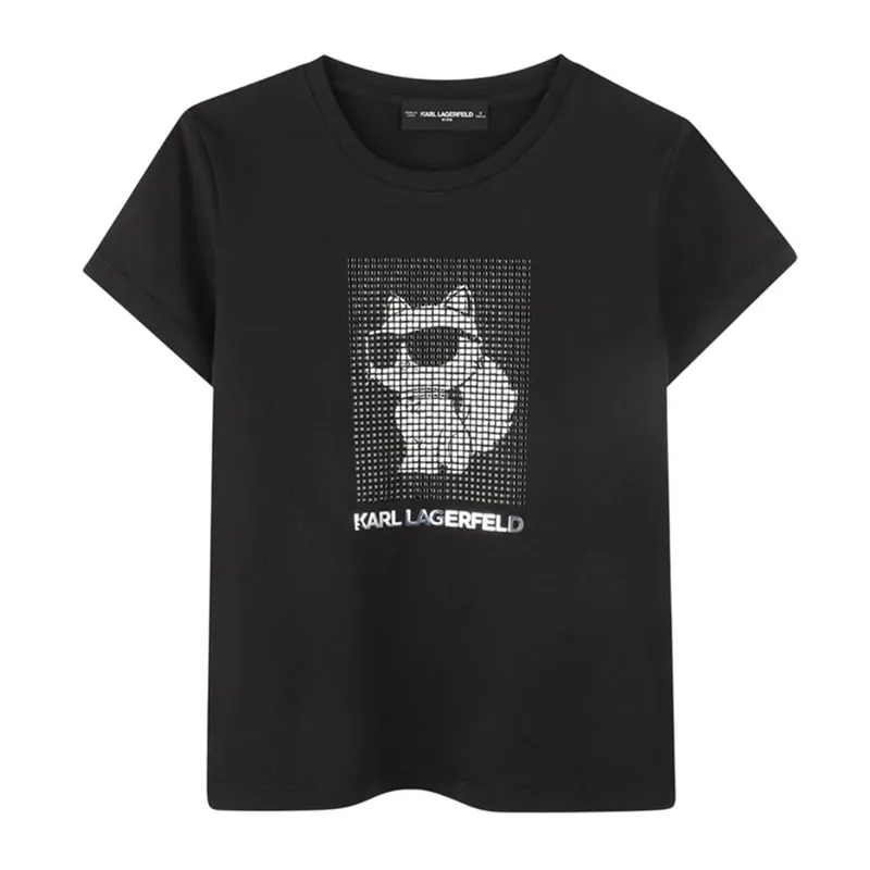 Ikonik Choupette & Karl Rhinestone T-Shirt