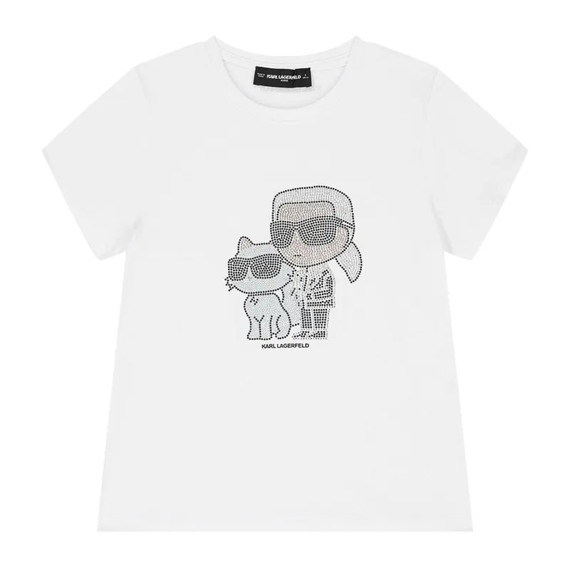 Ikonik Choupette & Karl Rhinestone T-Shirt