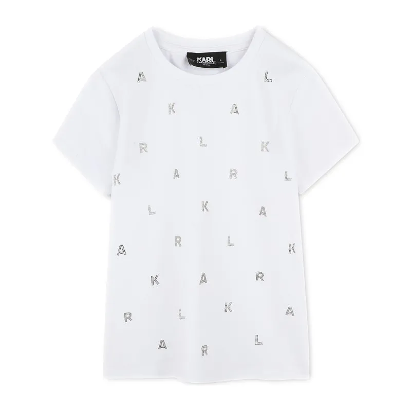 T-shirt with monogram and rhinestones