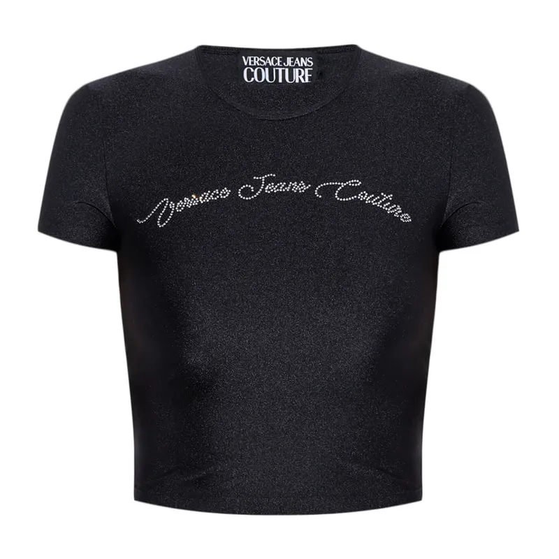 T-shirt with logo and rhinestones