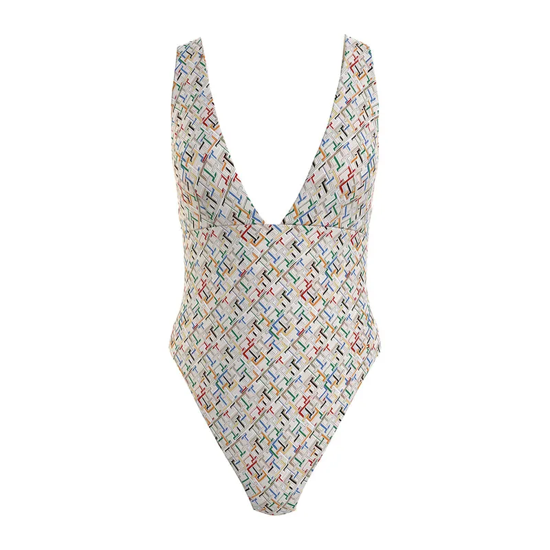 TH Monogram one-piece swimsuit