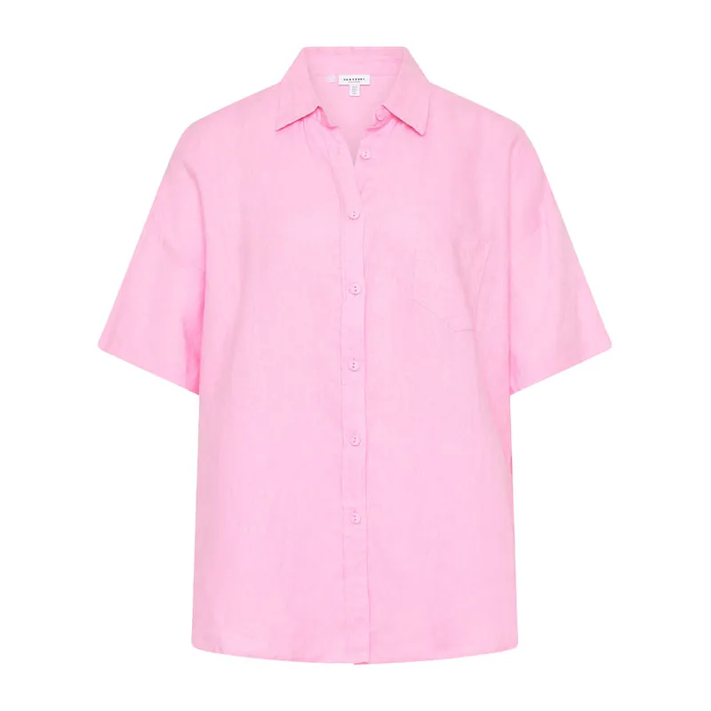 Tidal Linen Aloha Shirt Light Pink