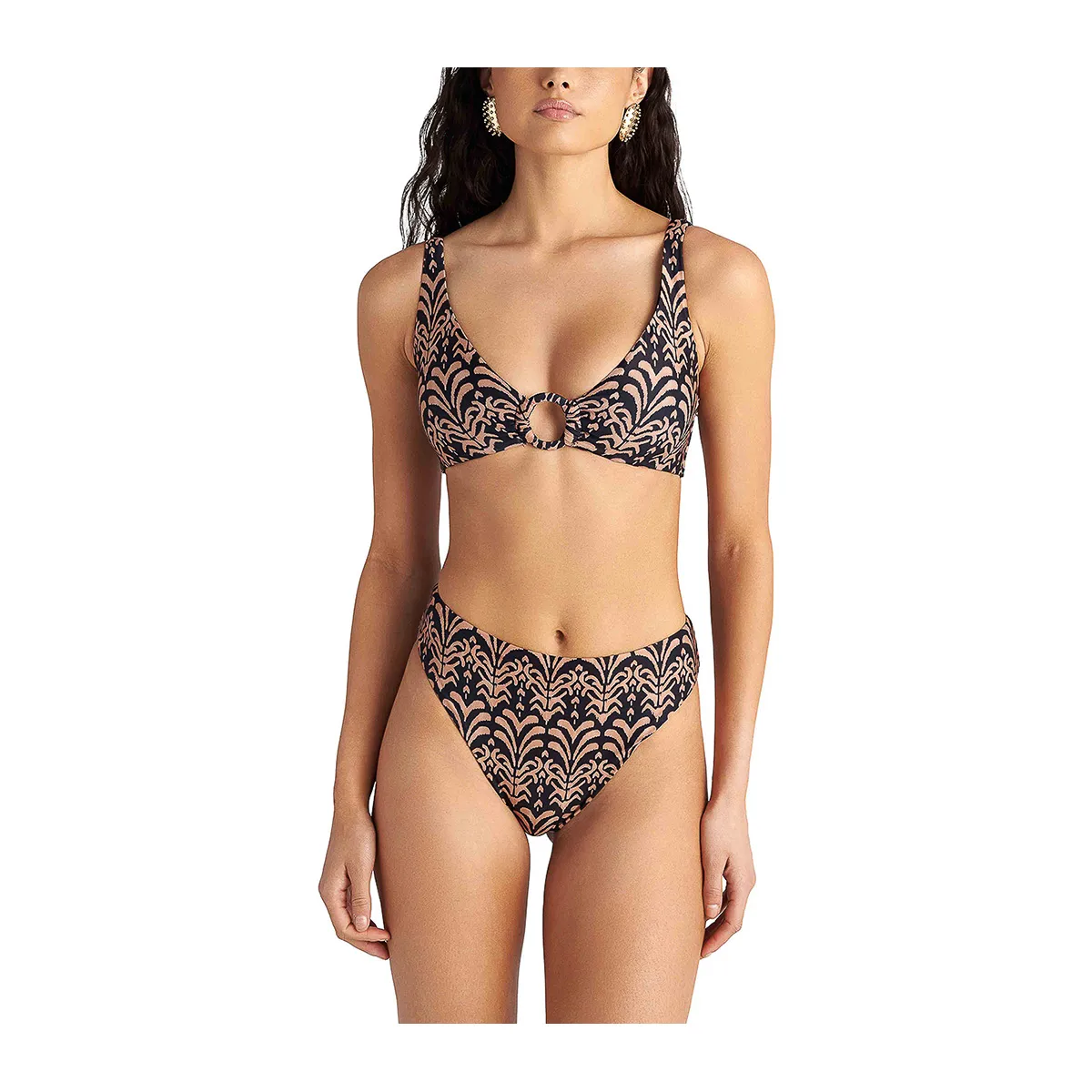 Toffee leo halter triangle bikini top in cup d