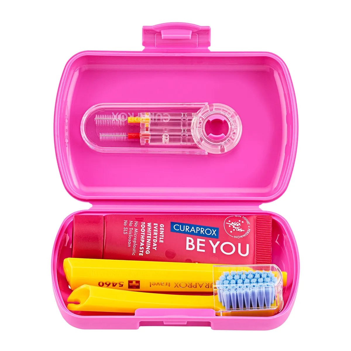 Pink Travel Set Toothbrush, Interdental Brush Duo-Holder & Toothpaste Be You