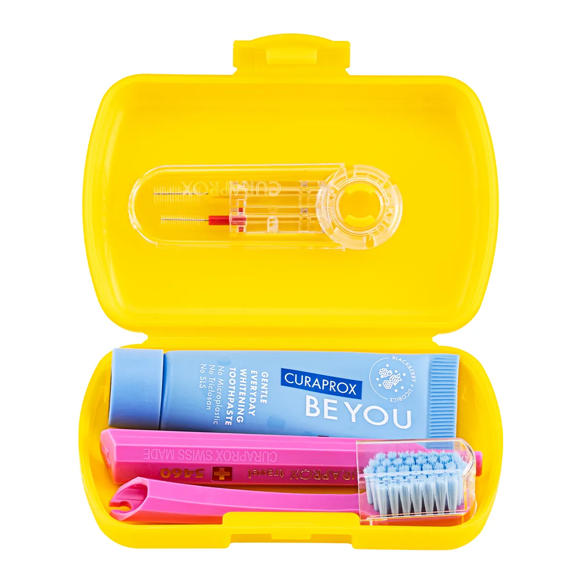 Yellow Travel Set Toothbrush, Interdental Brush Duo-Holder & Toothpaste Be You