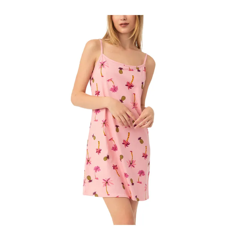 Tropical sleeveless shoestring nightdress