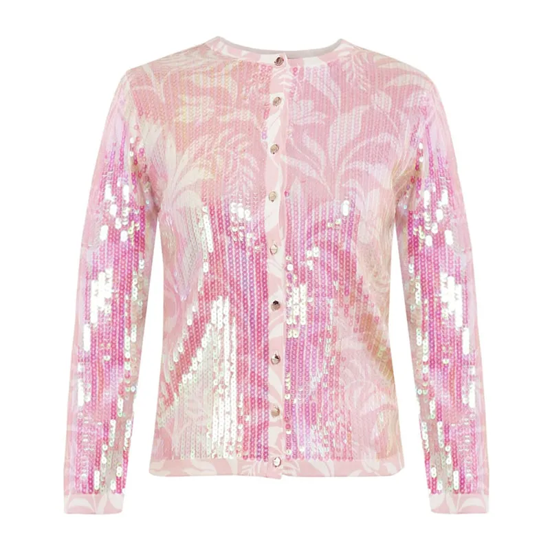 Tseria Printed Sequin Cardigan