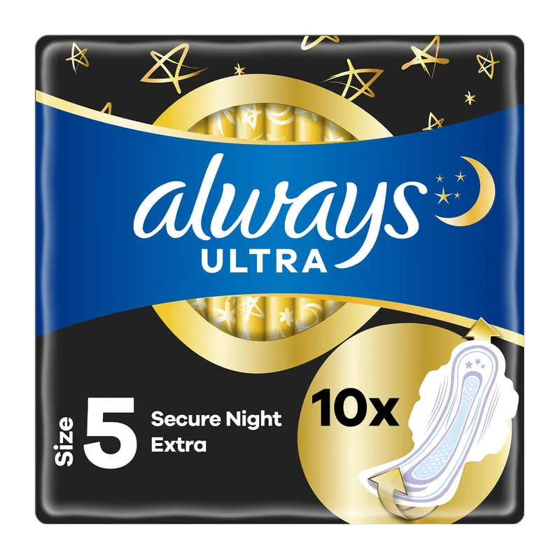 Ultra Secure Night Extra Sanitary Towels With Wings - Size 5