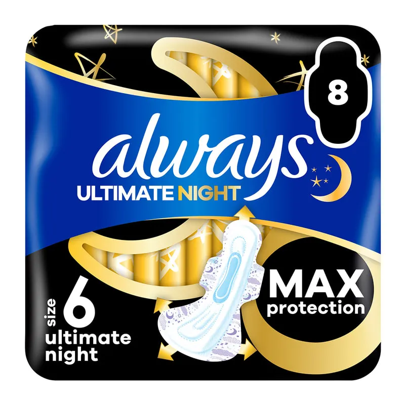 Ultra Secure Night Extra Sanitary Towels With Wings - Size 6
