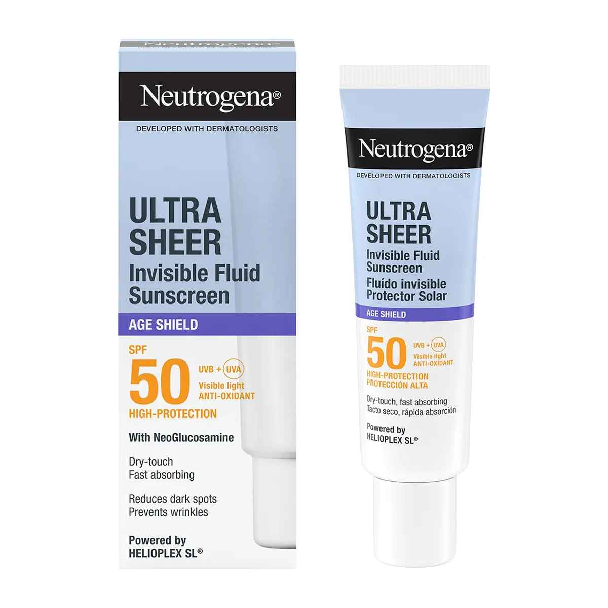 Ultra Sheer Invisible Fluid Age Shield Lightweight Face Sunscreen SPF50