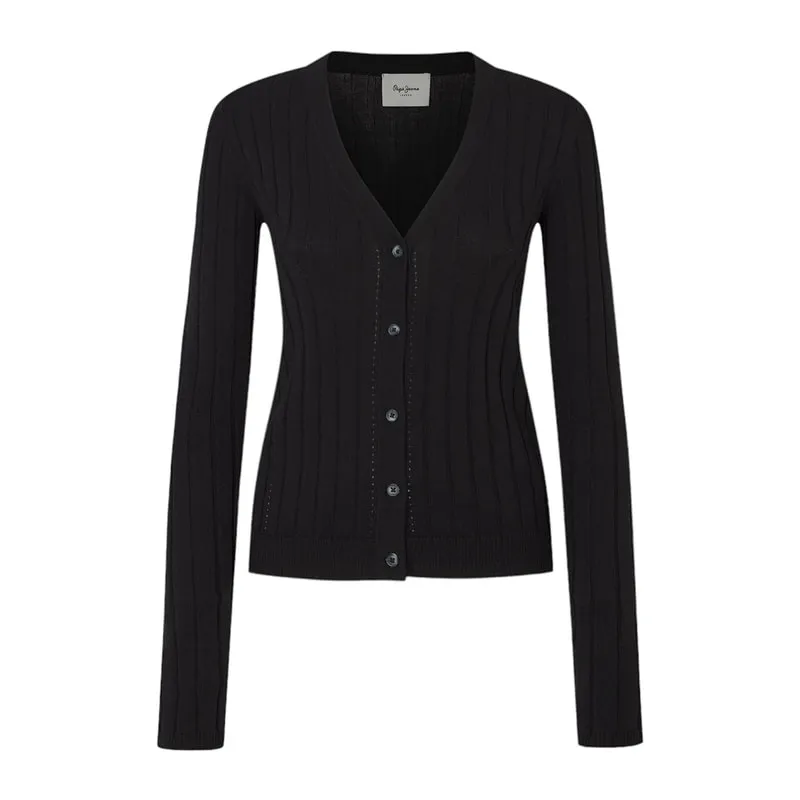 Knitted cardigan with a deep V-neckline