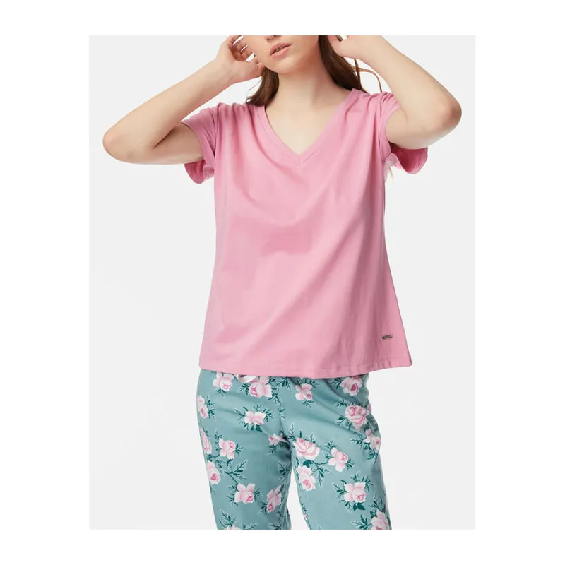 Short sleeve V neck pyjama top