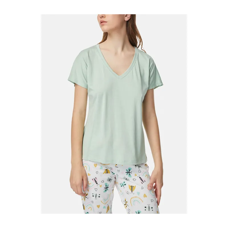 Short sleeve V neck pyjama top