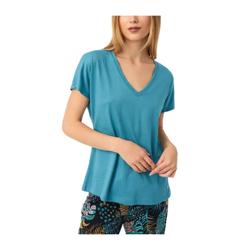 Short-sleeve V-neck pyjama top
