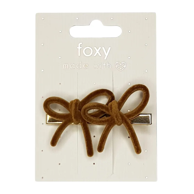 Velvet Bow Hair Clip Gold
