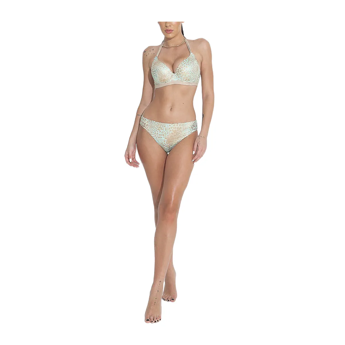 Wild cat underwired bikini top in cup D