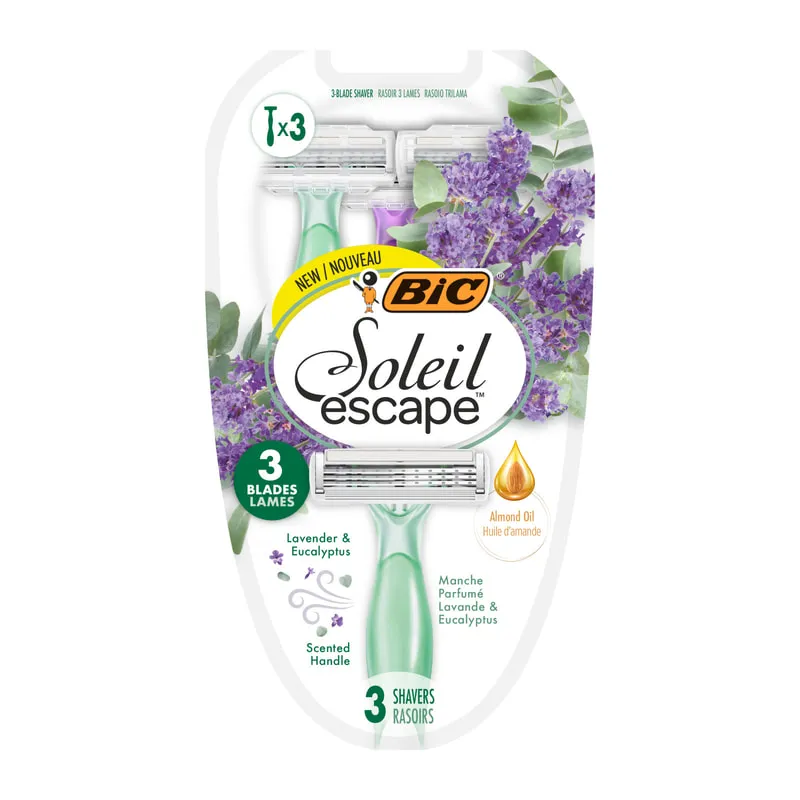 Women's Disposable Razors Soleil Escape 3-Blade Lavender & Eucalyptus 3pcs