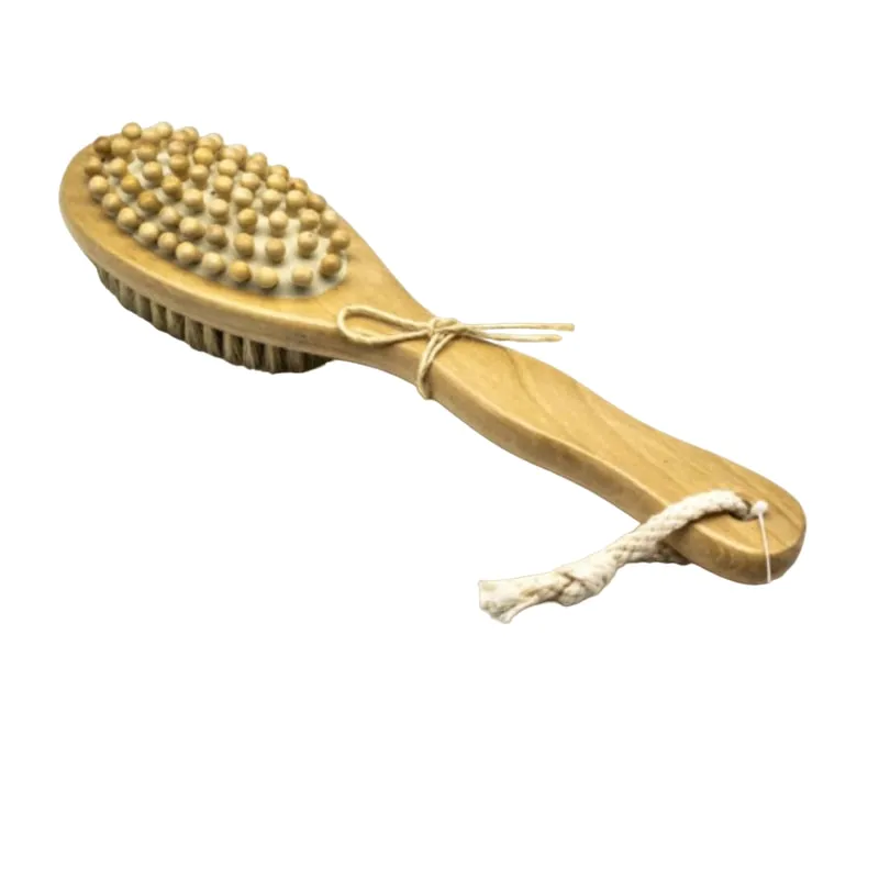 Wooden Massage Brush With Natural Bristles