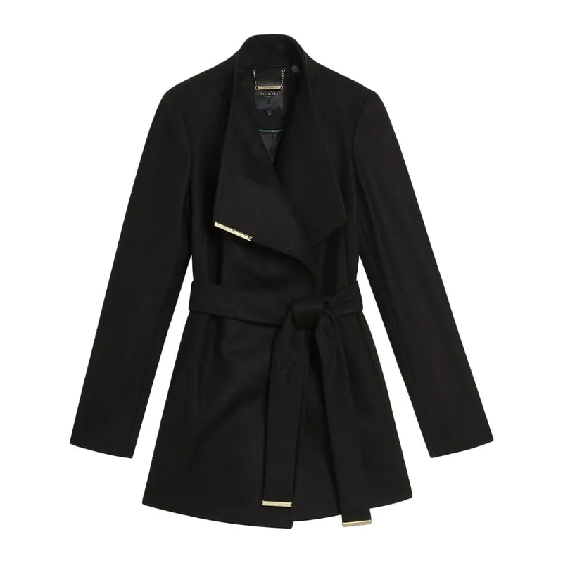 Short belted wool wrap coat ROSESS