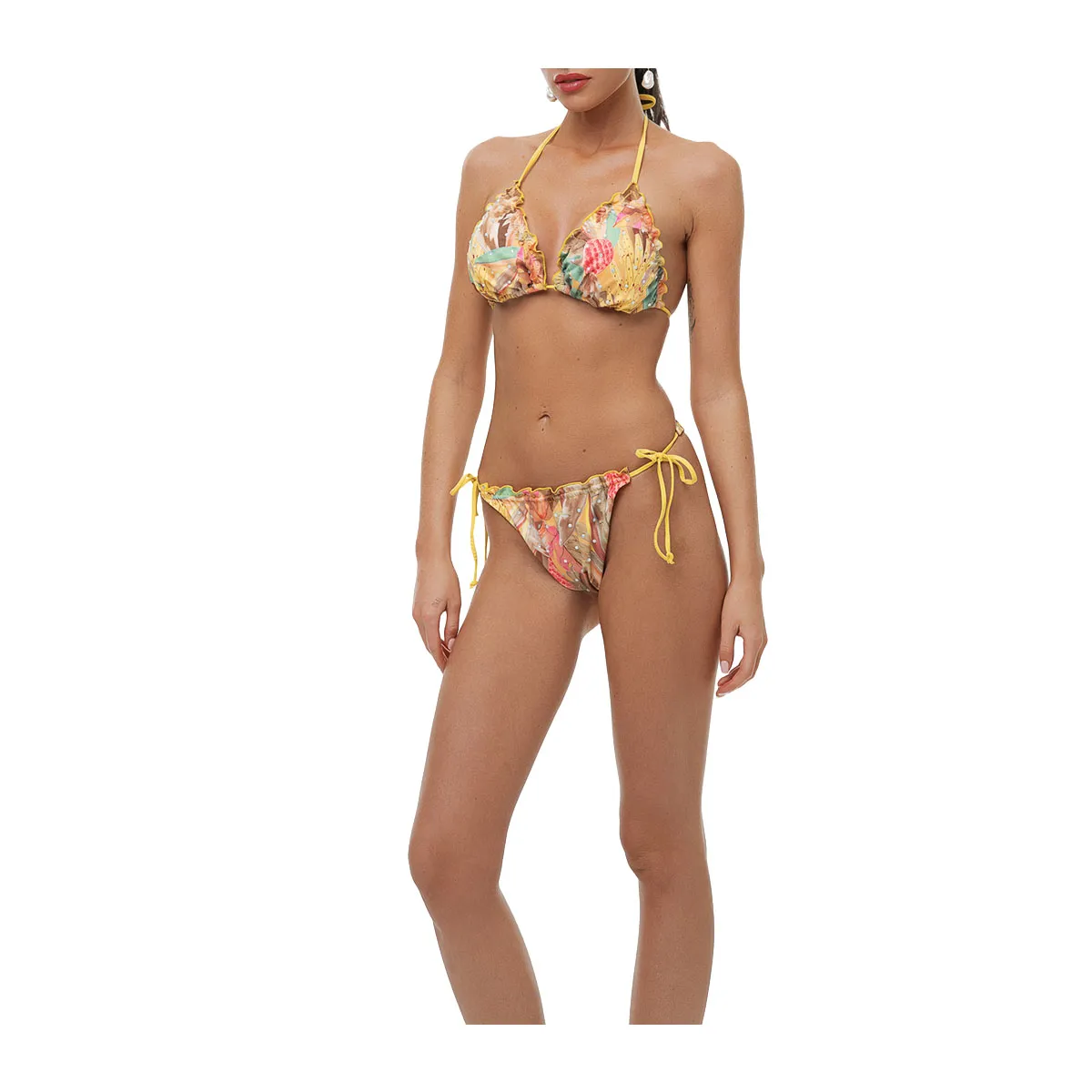 Yellow mellow triangle bikini top