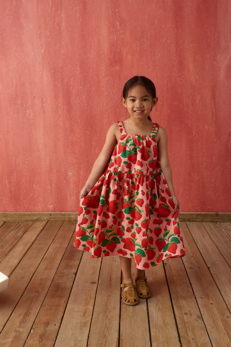 Aurora Dress (Strawberries Pink)